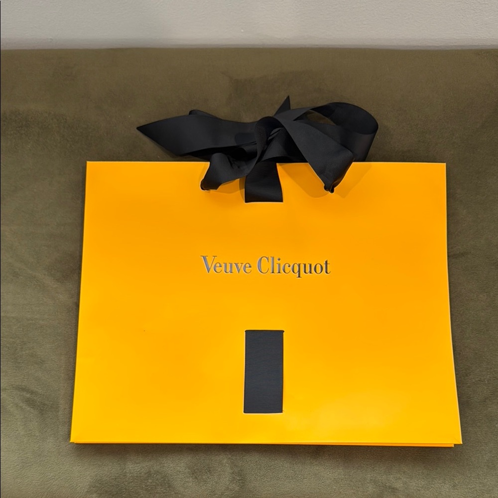 Veuve Clicquot Yellow Gift Bag with Black Ribbon